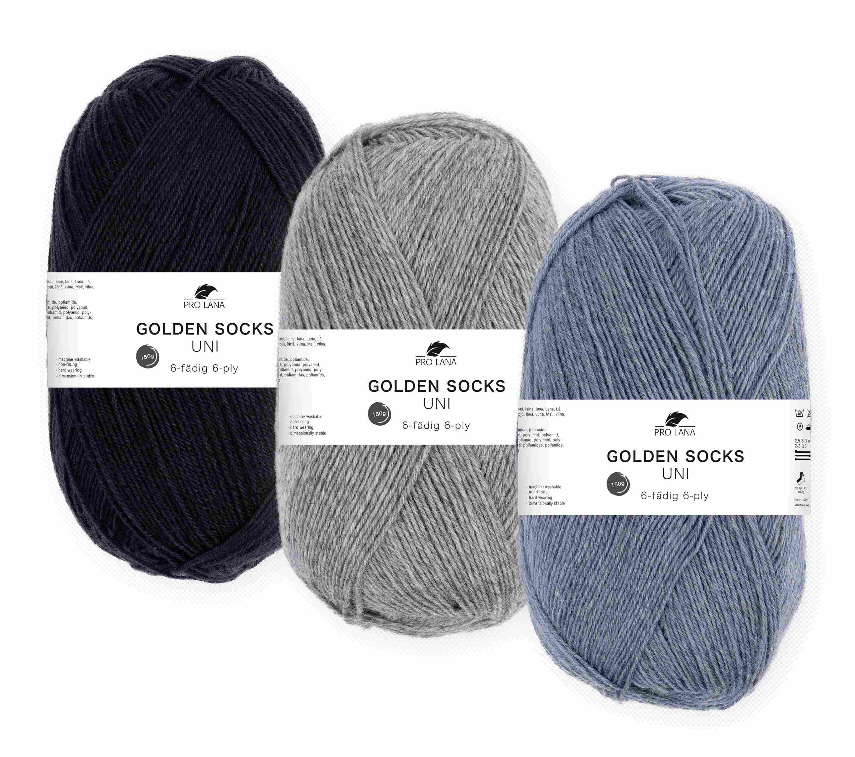 PRO LANA Golden Socks Uni 6-fach 75% Schurwolle, 25% Polyamid