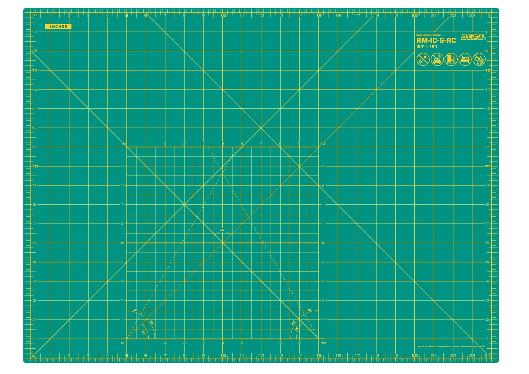 Olfa Schneidematte mit cm/inch-Maßeinteilung verschiedene Größen, DEHP-frei