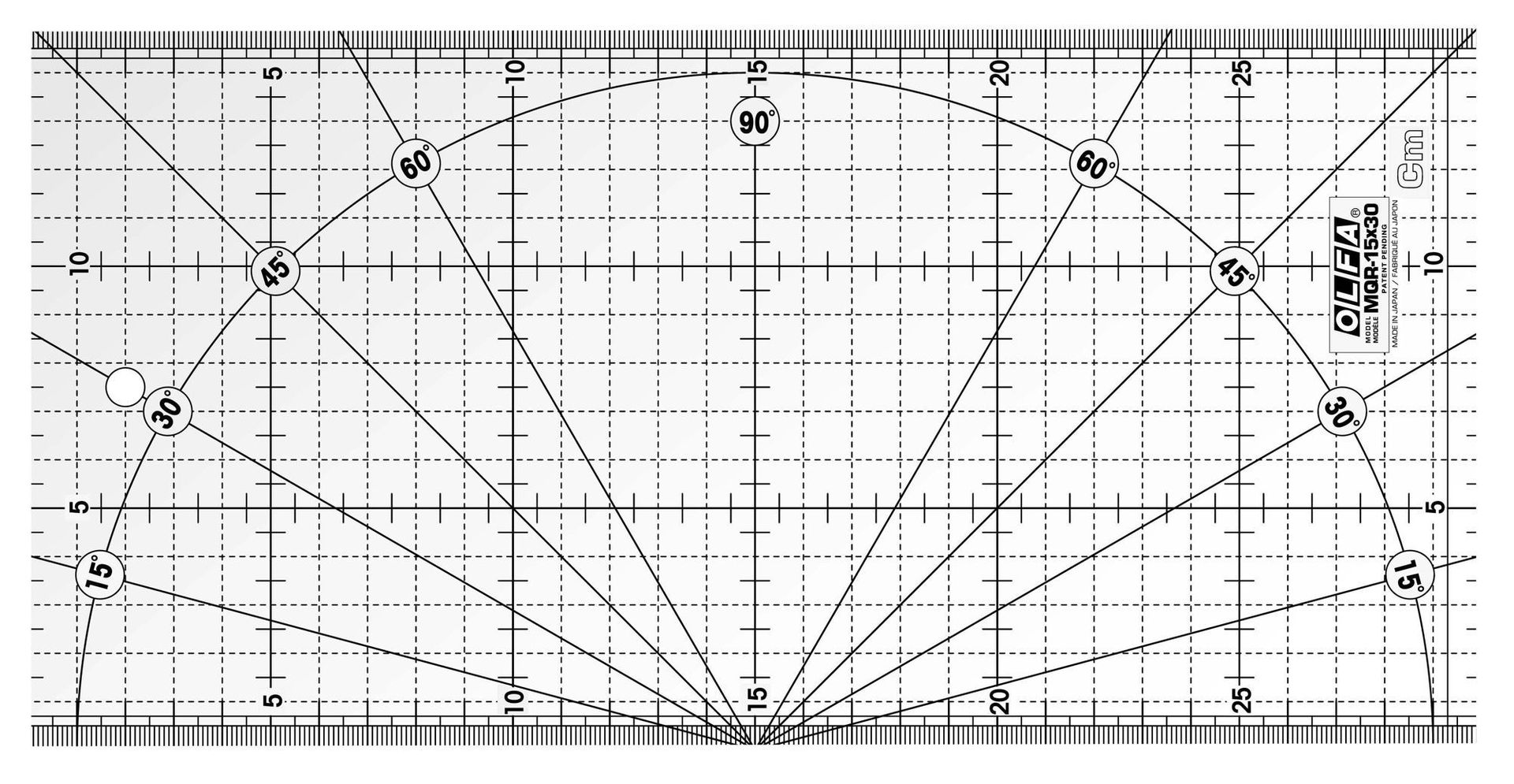 Schneidelineal 15 x 30 cm mit cm-Einteilung Olfa MQR  MQR-15x30