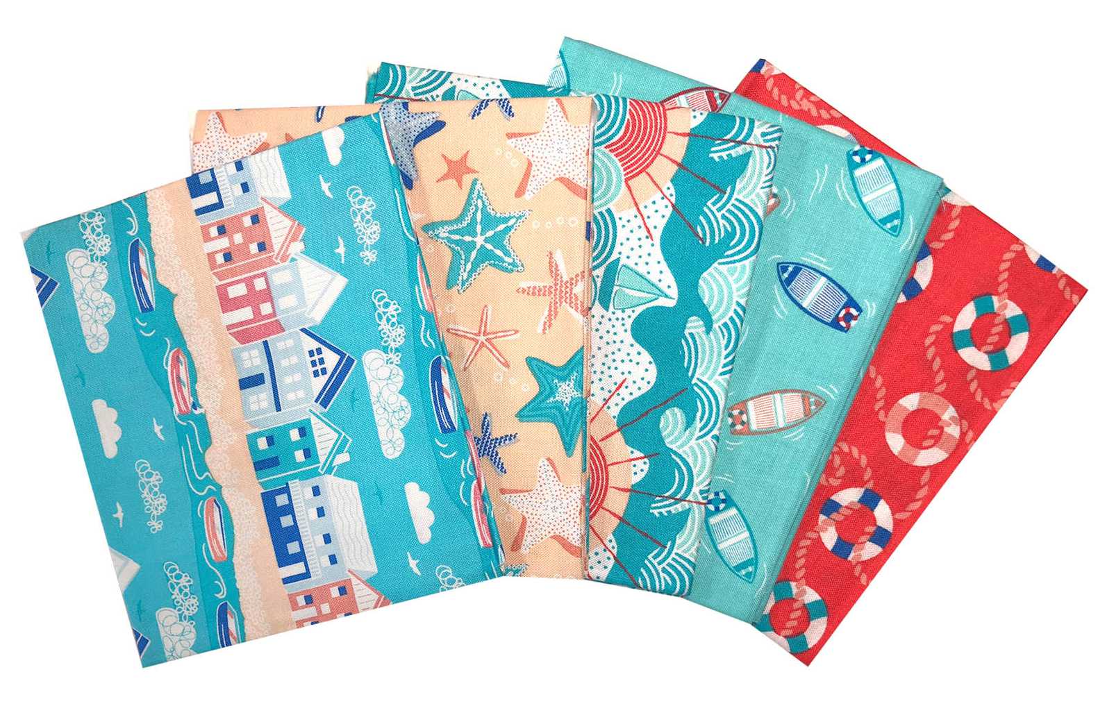 Fat Quarter Stoffpaket By the Coast 100% CO Dartmouth, 5 Stücke á  45 x 55 cm (18 x 22 inch)