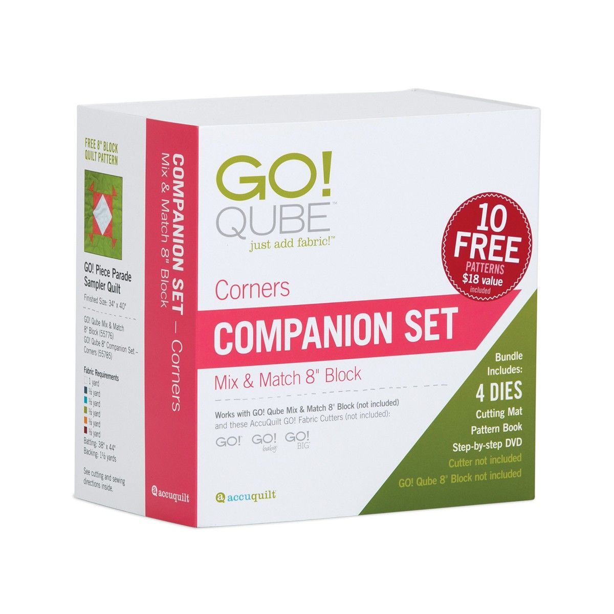 Accuquilt GO! Qube Ergänzungsset Corners zu 8 inch (ca. 20,32 cm)  Mix und Match Qube