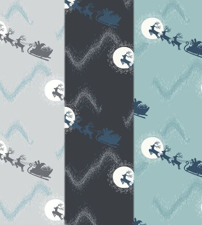 Baumwollwebware Northern Ligths Santa's Sleigh in verschiedenen Farben