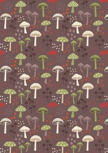 Baumwollwebware Fox & Friends Toadstools Chocolate