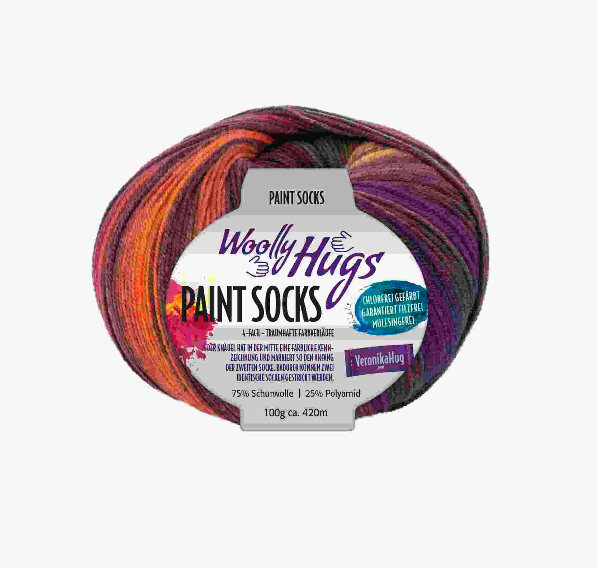 Woolly Hugs Paint Socks, Fb. 208 75% Schurwolle, 25% Polyamid