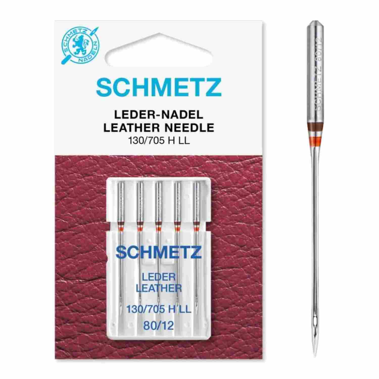 Nähmaschinen-Nadel Schmetz LEDER 130/705H LL, 5 Stück, 80/12