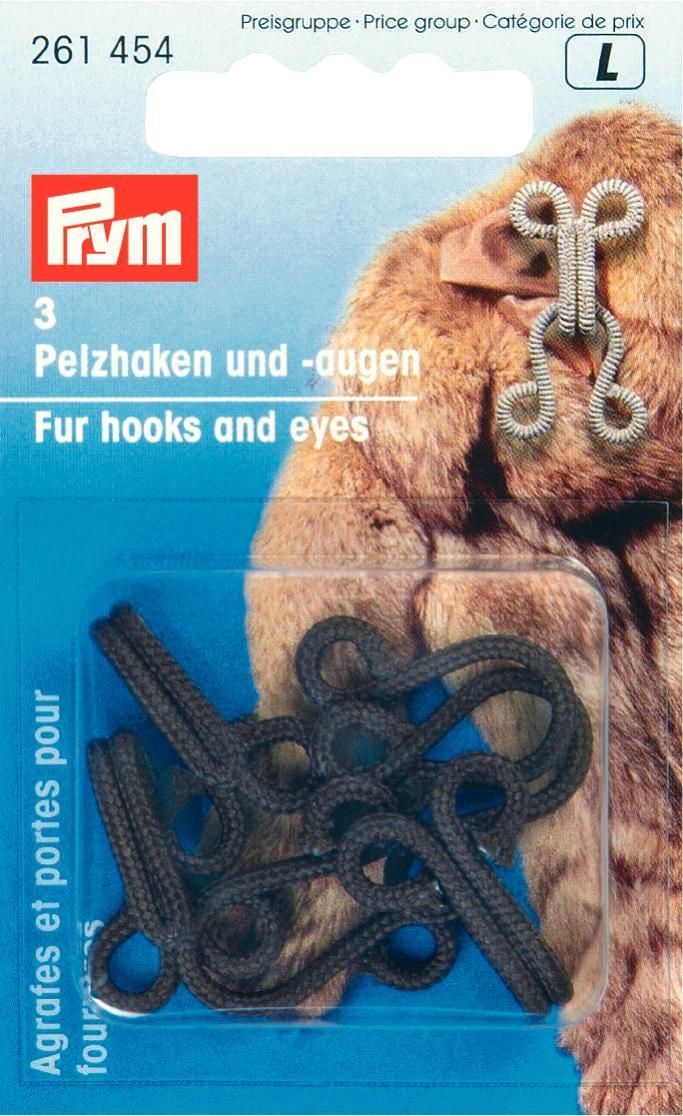 Pelzhaken und Augen ST braun 3 Stück
