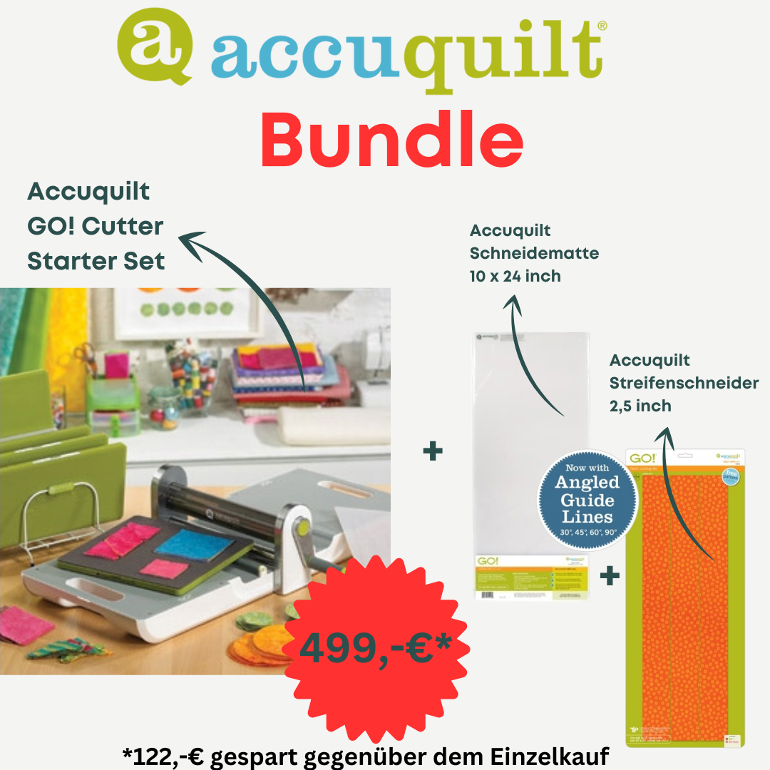 Accuquilt GO! Fabric Cutter Starterset Bundle  mit Streifenschneider, nur solange der Vorrat reicht!