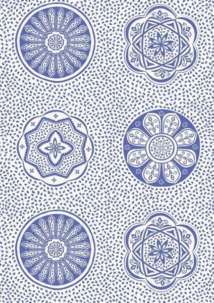 Baumwollwebware Marrakech Circular Tile Blau 