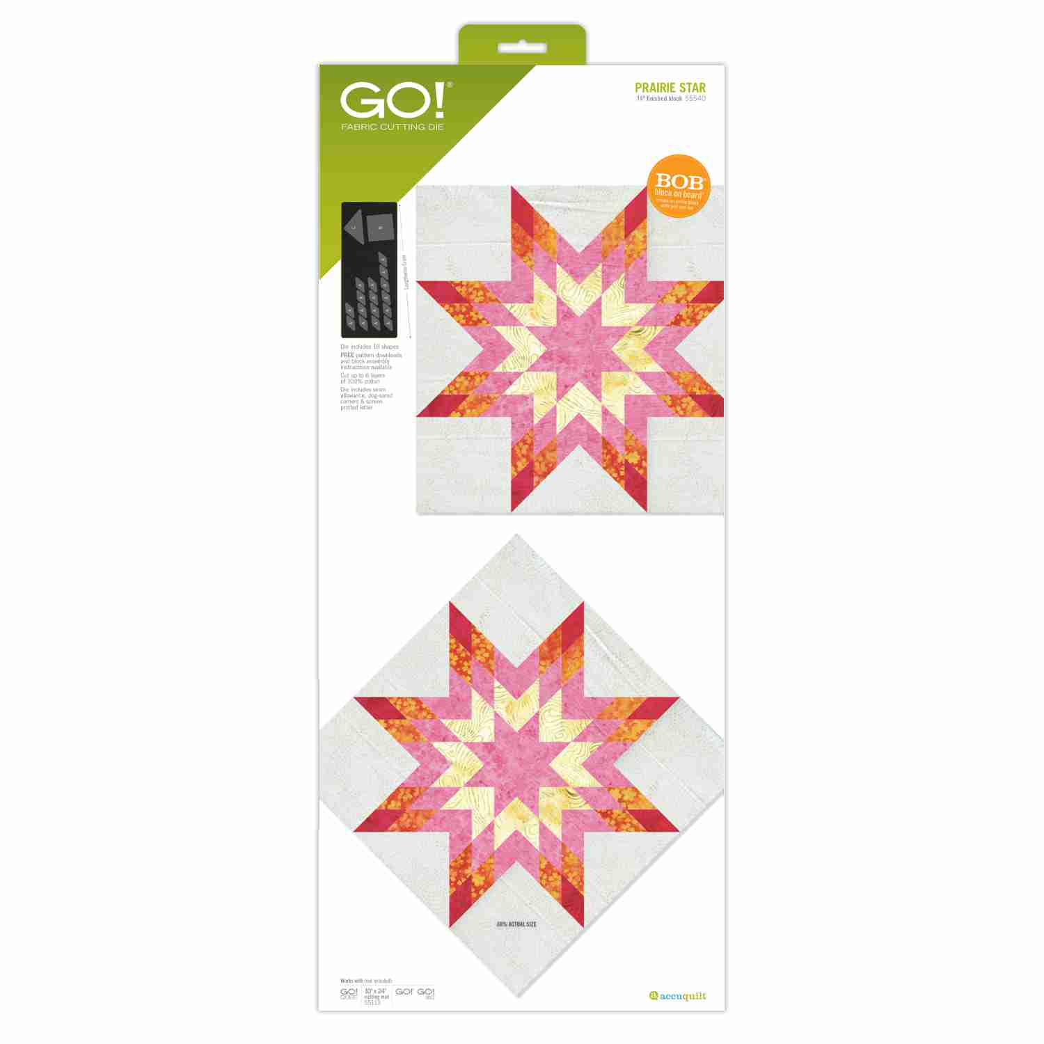 Accuquilt Stanzform Prairie Star 14 inch (ca. 35,6 cm) - Block on Board