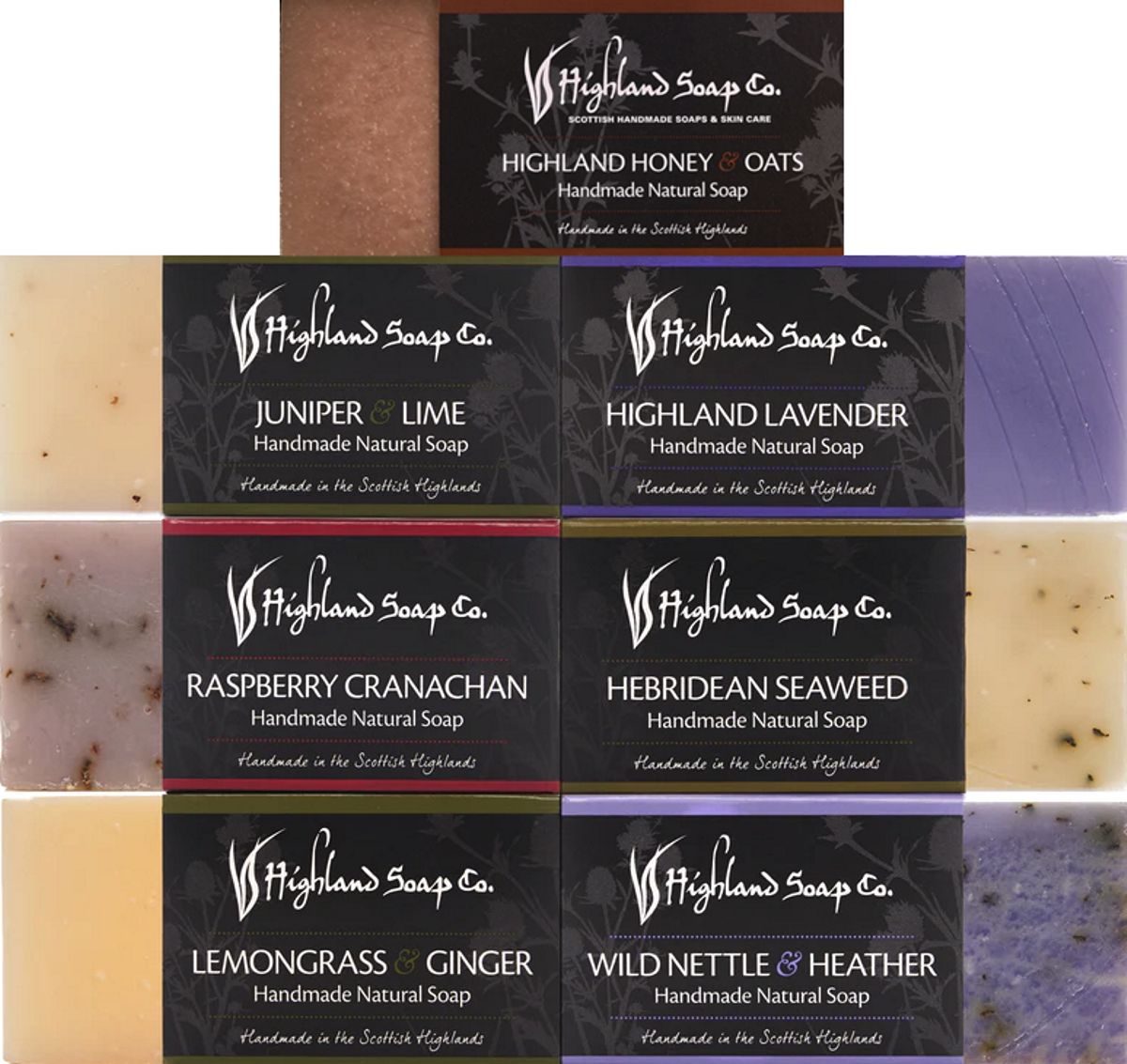 Highland Soap Bio-Seife Handmade Mini/Gäste Bundle mit 7 verschiedenen Duftrichtungen