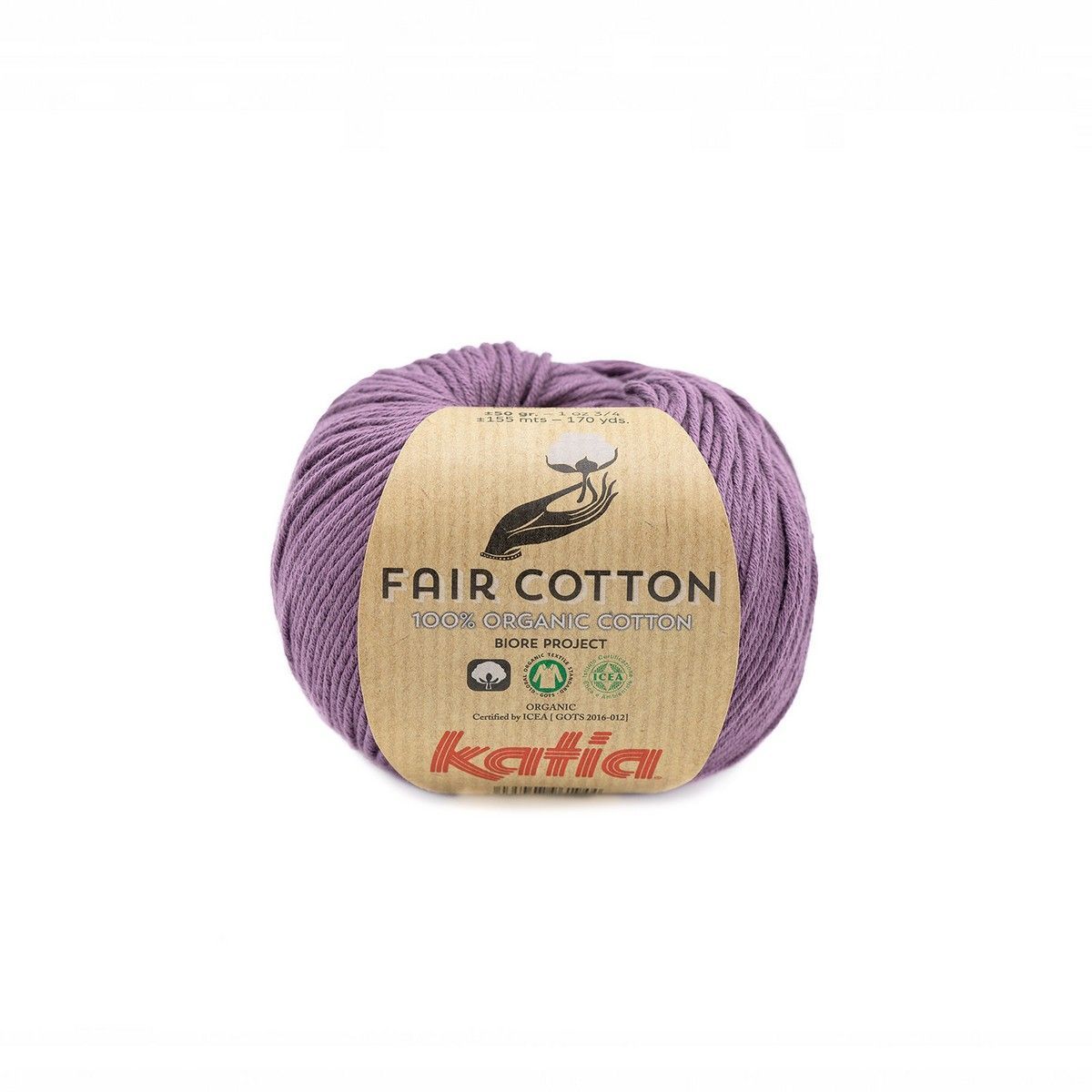 Katia Fair Cotton 50g,  Fb. 39 Malva Oscuro 100% Bio Baumwolle