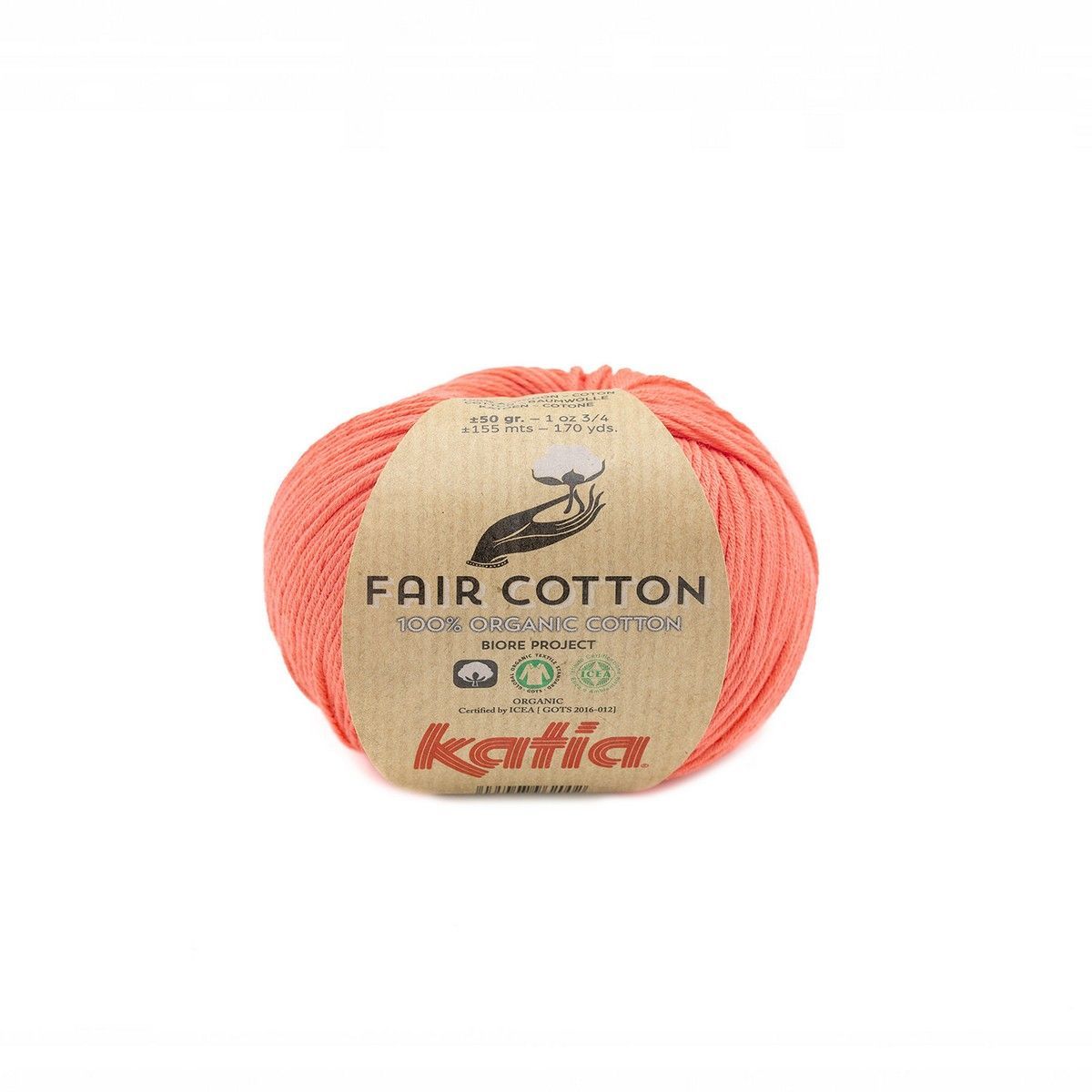 Katia Fair Cotton 50g,  Fb. 44 Salmón Vivo 100% Bio Baumwolle