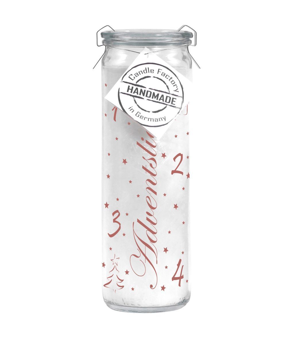 Big-Jumbo Adventskerze von Candle Factory im Glas  weiß, ohne Duft Big-Jumbo Adventskerze von Candle Factory im Glas  weiß, ohne Duft