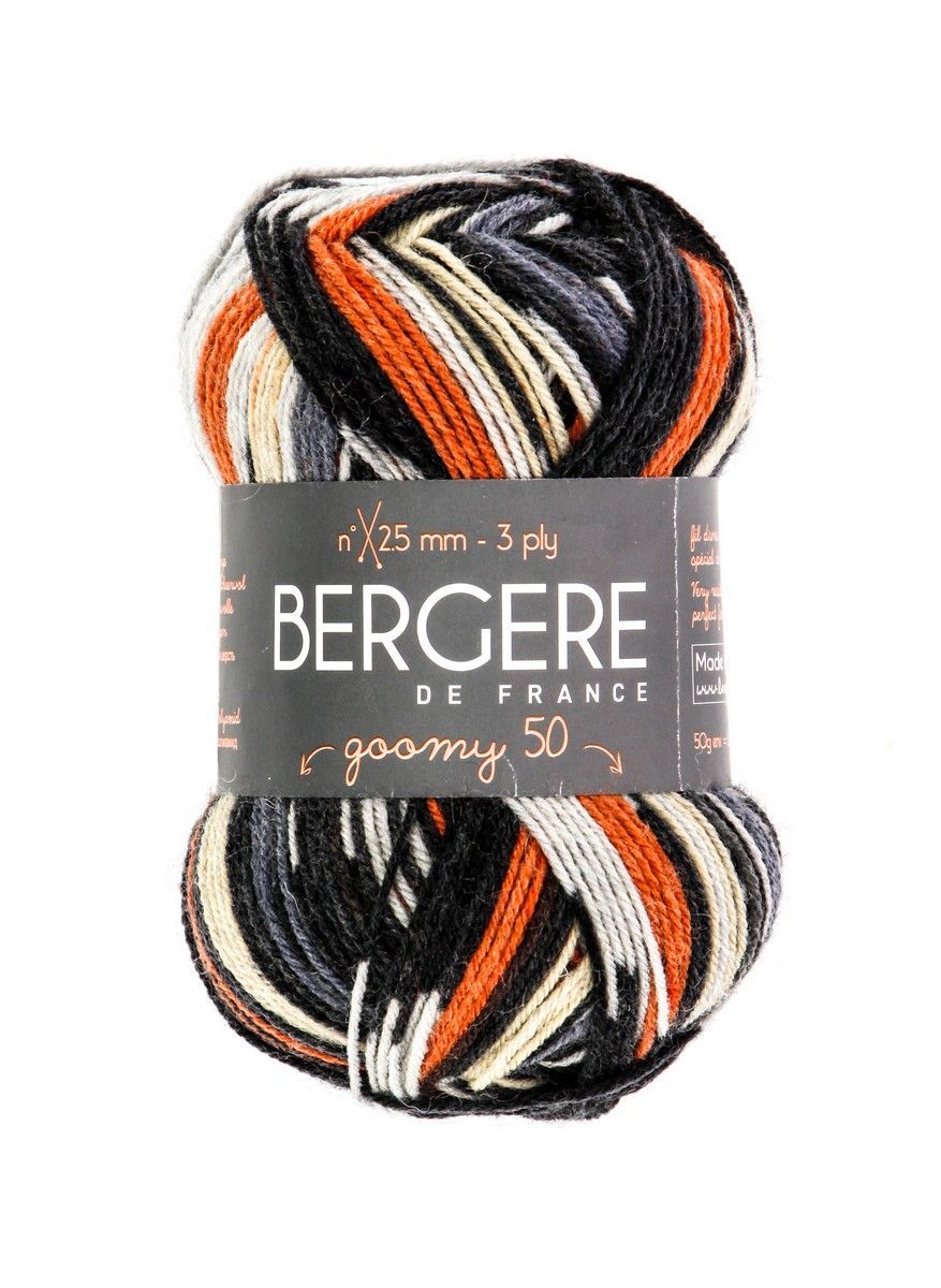 Bergere Goomy 50 - Farbe Imprim Acier 75% Schurwolle, 25% Polyamid, 215m/50g  