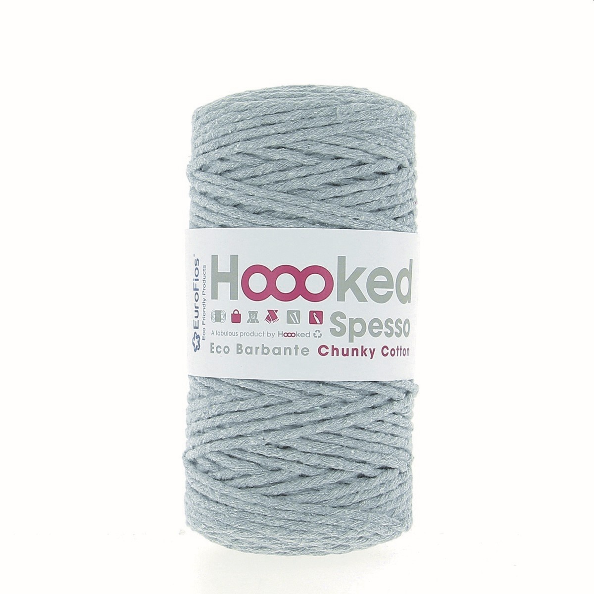 Hoooked Eco Barbante Spesso, Fb. Gris 100% recyceltes Garn