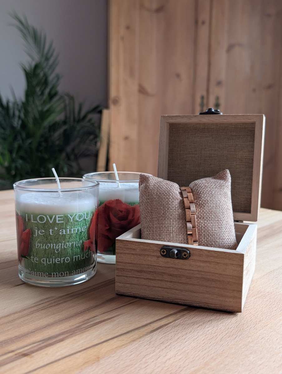 Geschenkset Armband + 2 Kerzen Bundle   Armband Skadi mit 2 Kerzen von Candle Factory