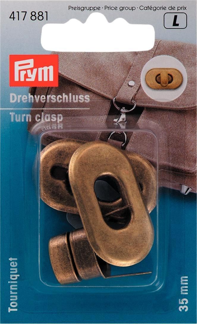 Prym Drehverschluss für Taschen altmessing 