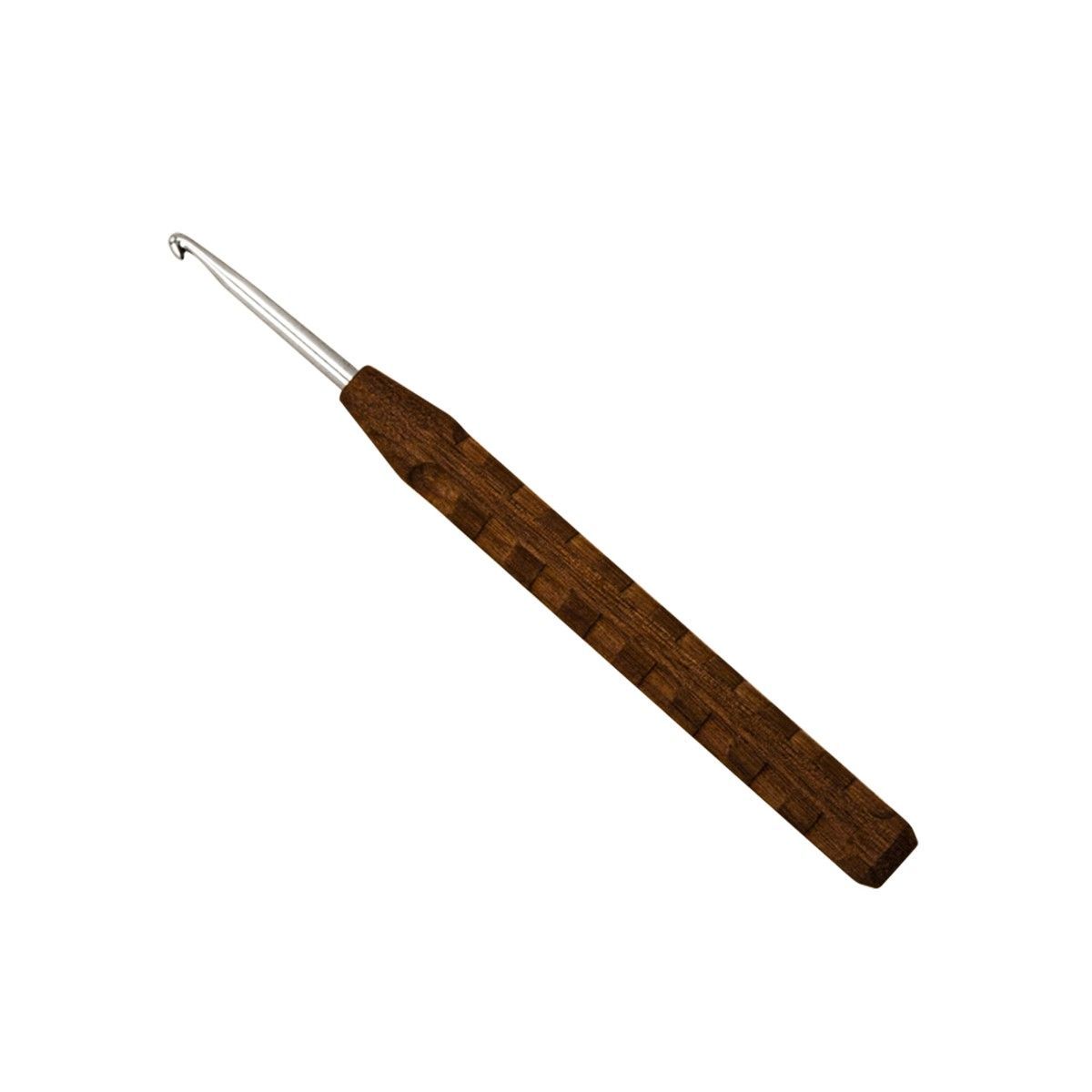 addiNature Wollhäkelnadel Novel aus Walnussholz mit Metallhaken, Länge: 16 cm