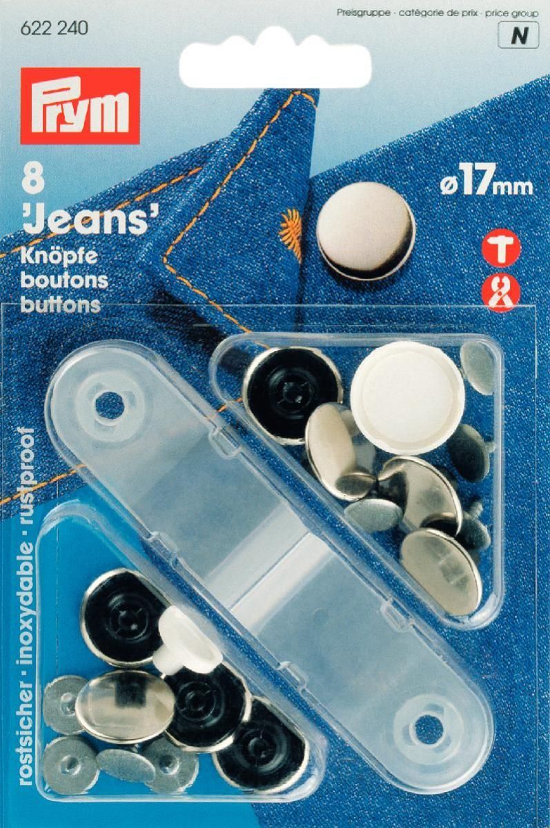 NF-Jeans-Knöpfe MS (8 Stück) silberfarbig glatt 17mm