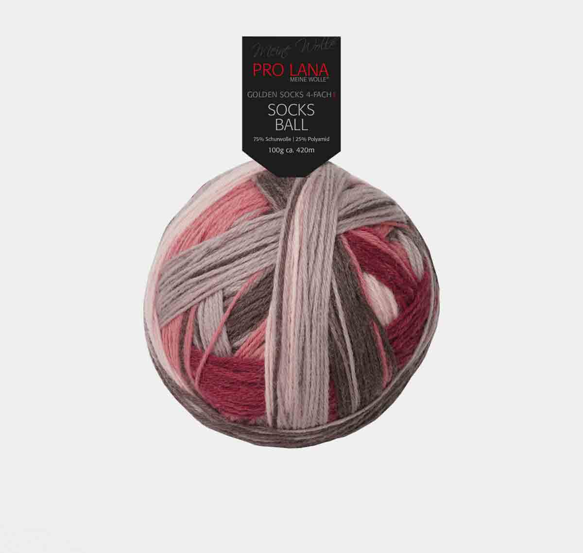 PRO LANA Golden Socks Ball, 4-fädig  75% Wolle, 25% Polyamid