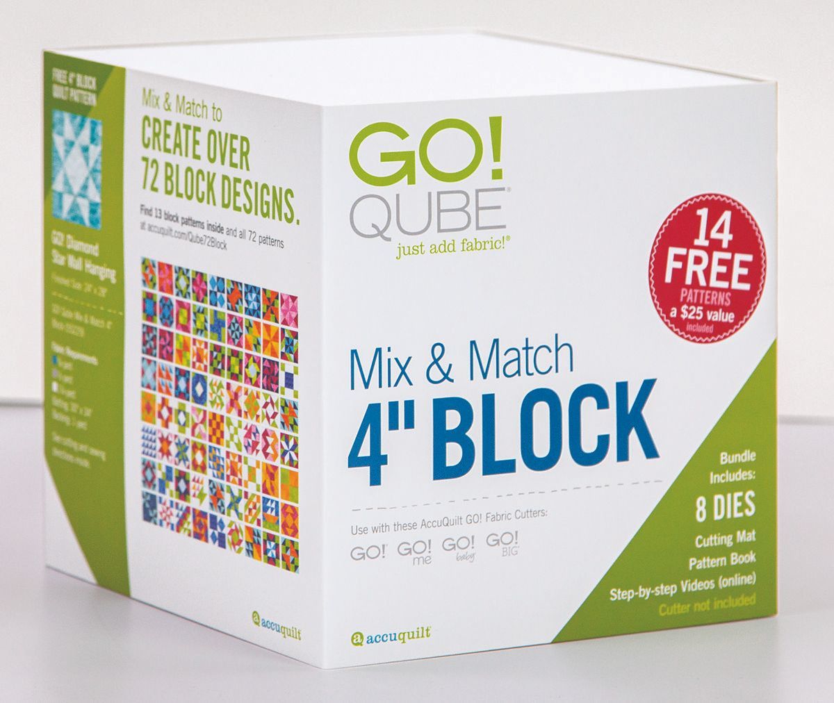 Accuquilt GO! Qube 4 inch (10,2 cm) Mix+Match Set zur Erstellung von 4 inch-Blocks