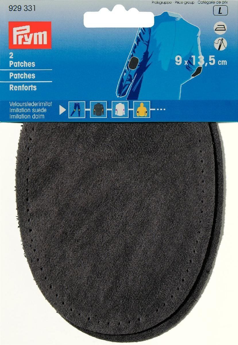 Prym Patches Velourslederimitat aufbügelbar 9x13,5cm mittelgrau 2 Stück