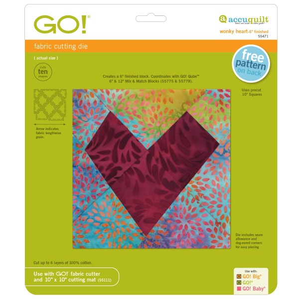 Accuquilt Stanzform Wonky Heart 6 inch Herzform
