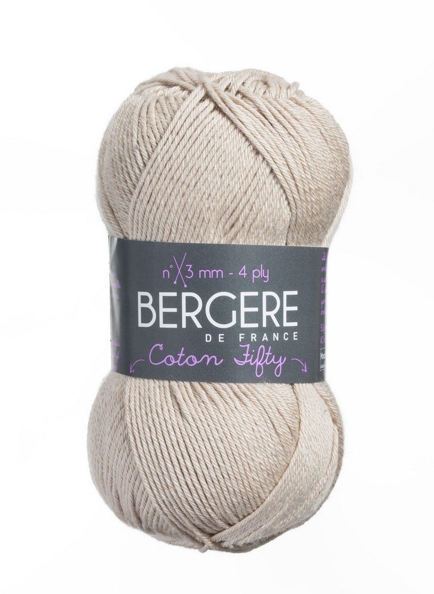 Bergere Coton Fifty - Farbe Ficelle 50% Baumwolle, 50% Polyacryl, 140m/50g