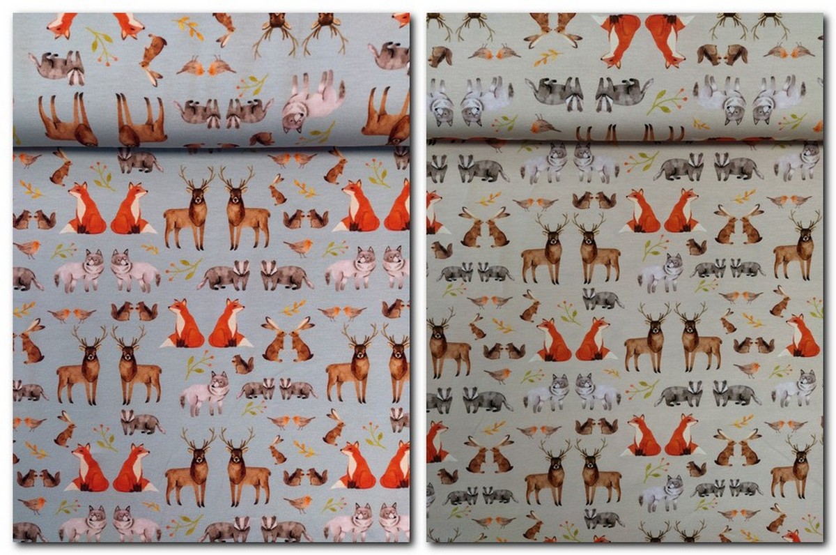 Jersey Waldtiere, 95% Baumwolle, 5% Elasthan ca. 1,50m breit 