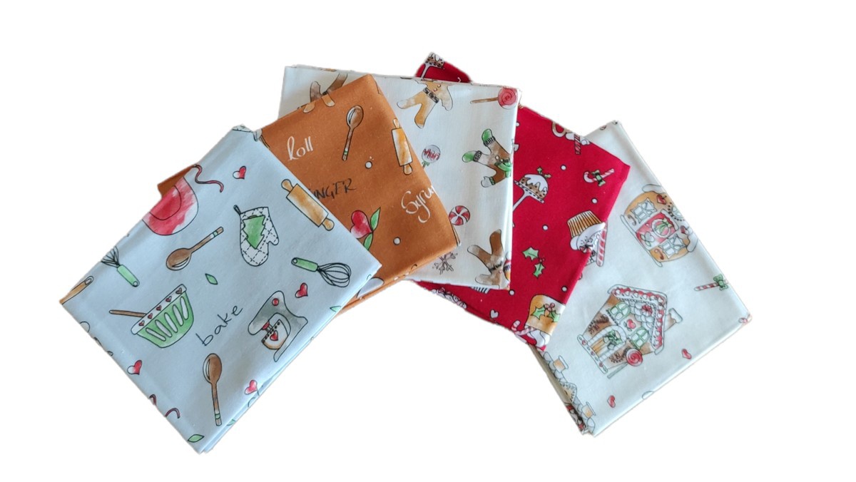 Fat Quarter Stoffpaket Debbie Shore's Gingerbread Biscuits, 100% CO 5 Stücke á  45 x 55 cm (18 x 22 inch)