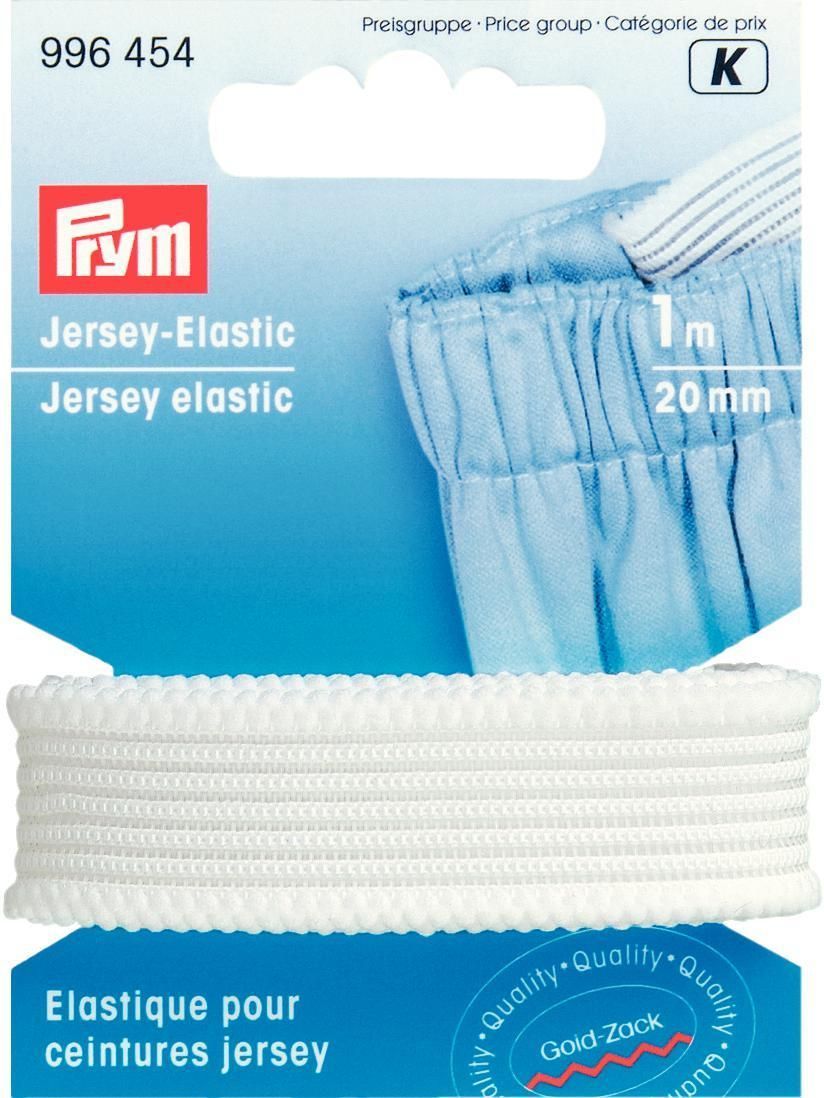 Jersey-Elastic 20 mm weiß, 1m 
