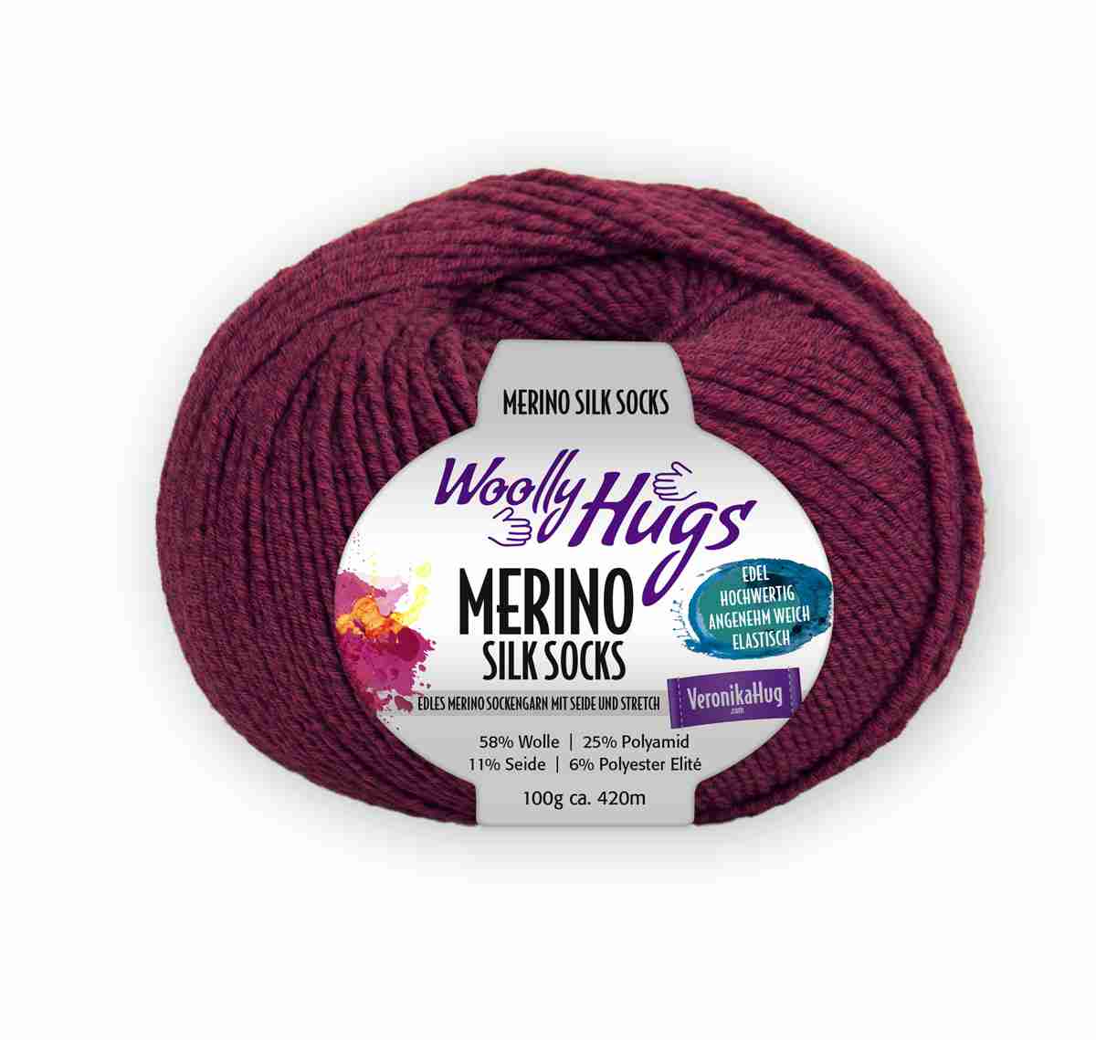 Woolly Hugs Merino Silk Socks 58% Schurwolle, 25% Polyamid, 11% Seide, 6% Polyester Elite