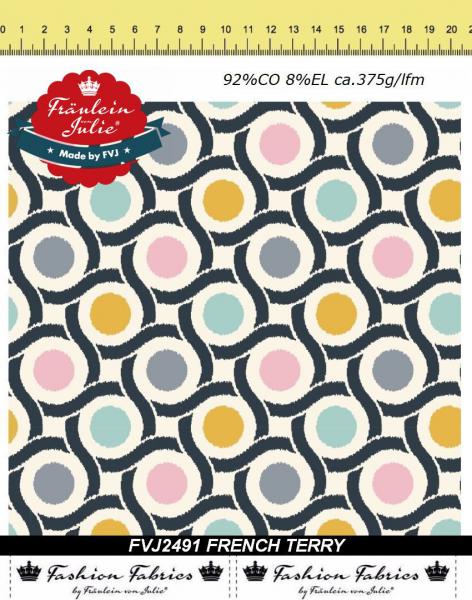 Jersey pastellfarbene Punkte, 92% Baumwolle, 8% Elasthan ca. 1,45m breit (57 inch)  