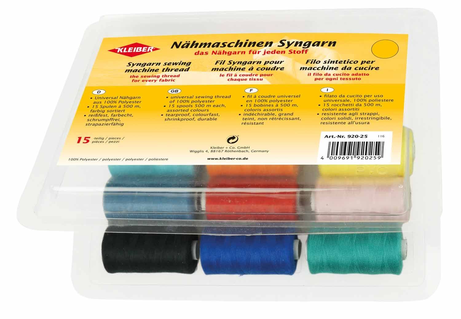 Nähgarnsortiment, 100% Polyester 15-teilig a 500m