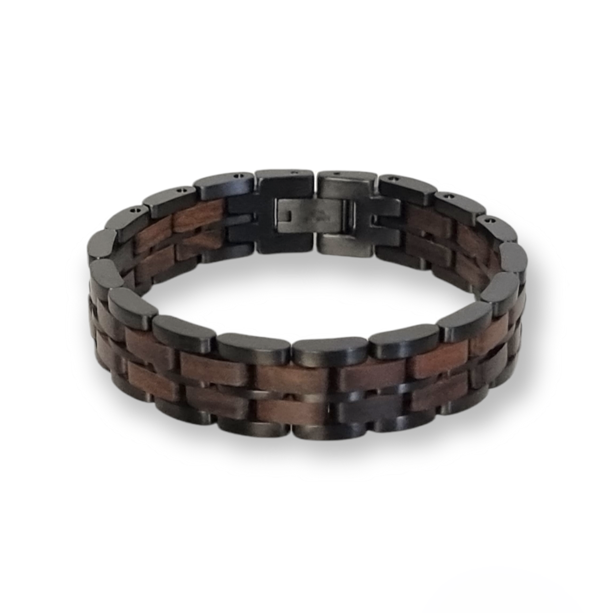 Armband THOR - schwarzer Edelstahl mit dunklem Sandelholz
