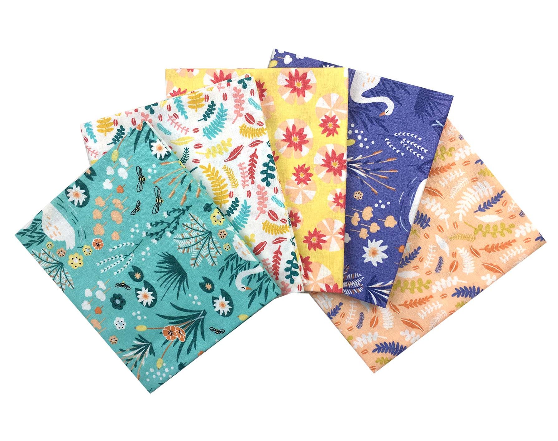 Fat Quarter Stoffpaket Am Teich, 100% CO 5 Stücke á  45 x 55 cm (18 x 22 inch)