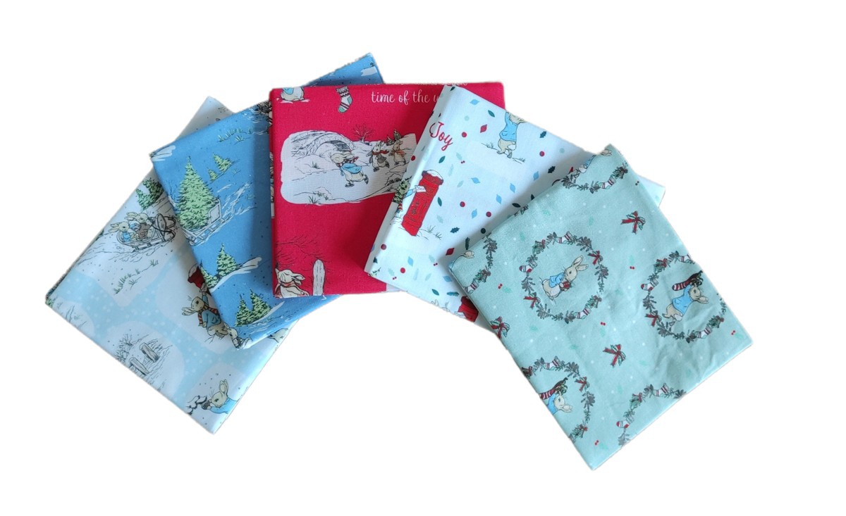 Fat Quarter Stoffpaket Peter Rabbit,100% CO The Most Wonderful Time Of The Year, 5 Stücke á  45 x 55 cm (18 x 22 inch)