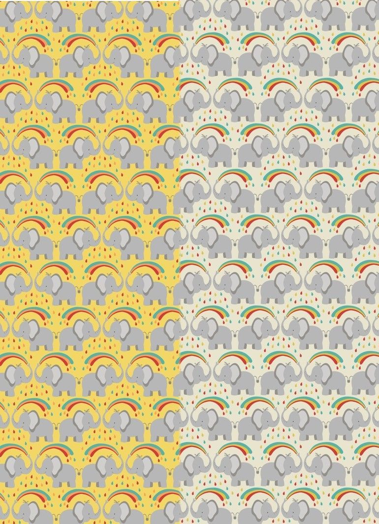 Baumwollwebware Safari Park Rainbow Splash Elephant in verschiedenen Farben Baumwollwebware Safari Park Rainbow Splash Elephant in verschiedenen Farben