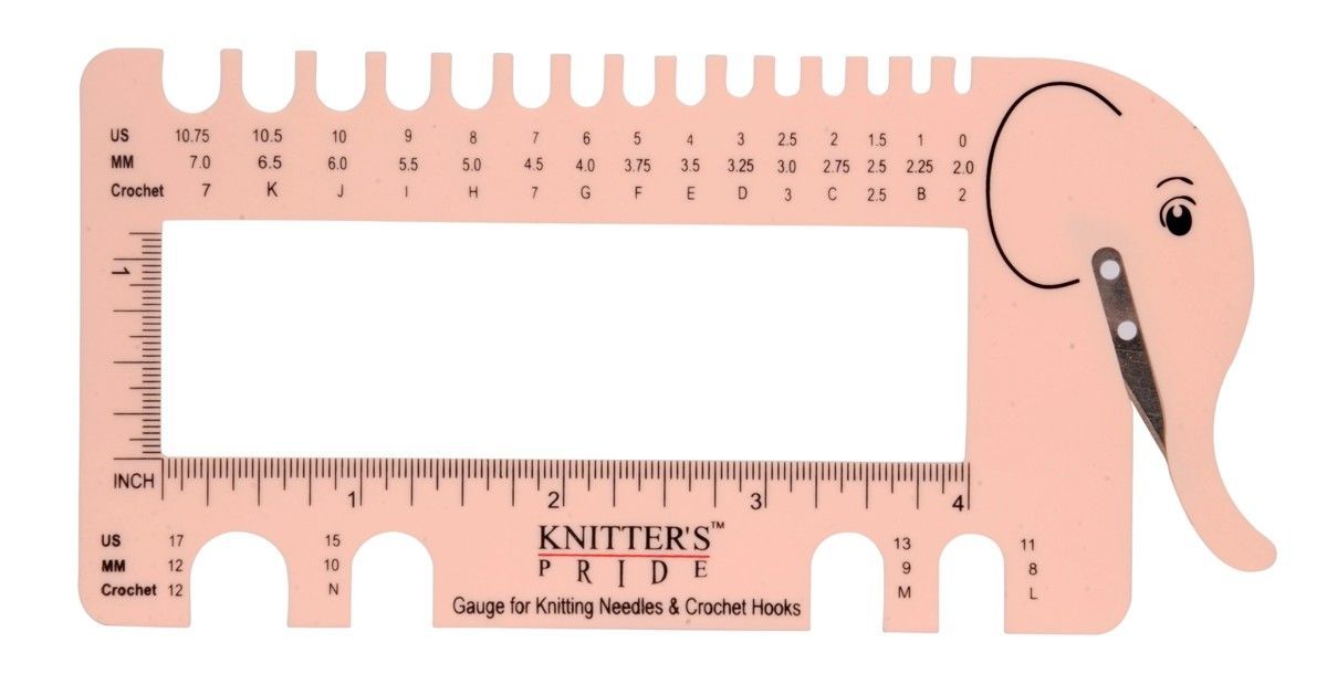KnitPro Nadelgrößenschablone mit Fadenabschneider Lilac