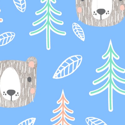 Baumwollwebware Into The Woods Bear Bllue 100 % Baumwolle