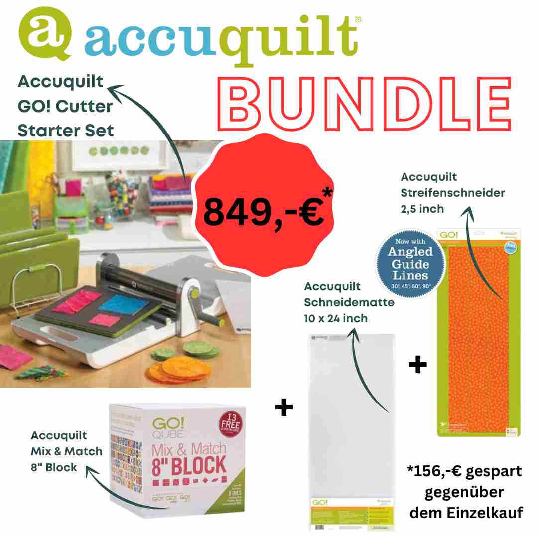 Accuquilt GO! Fabric Cutter Starterset Bundle Cube + Streifenschneider, solange der Vorrat reicht!