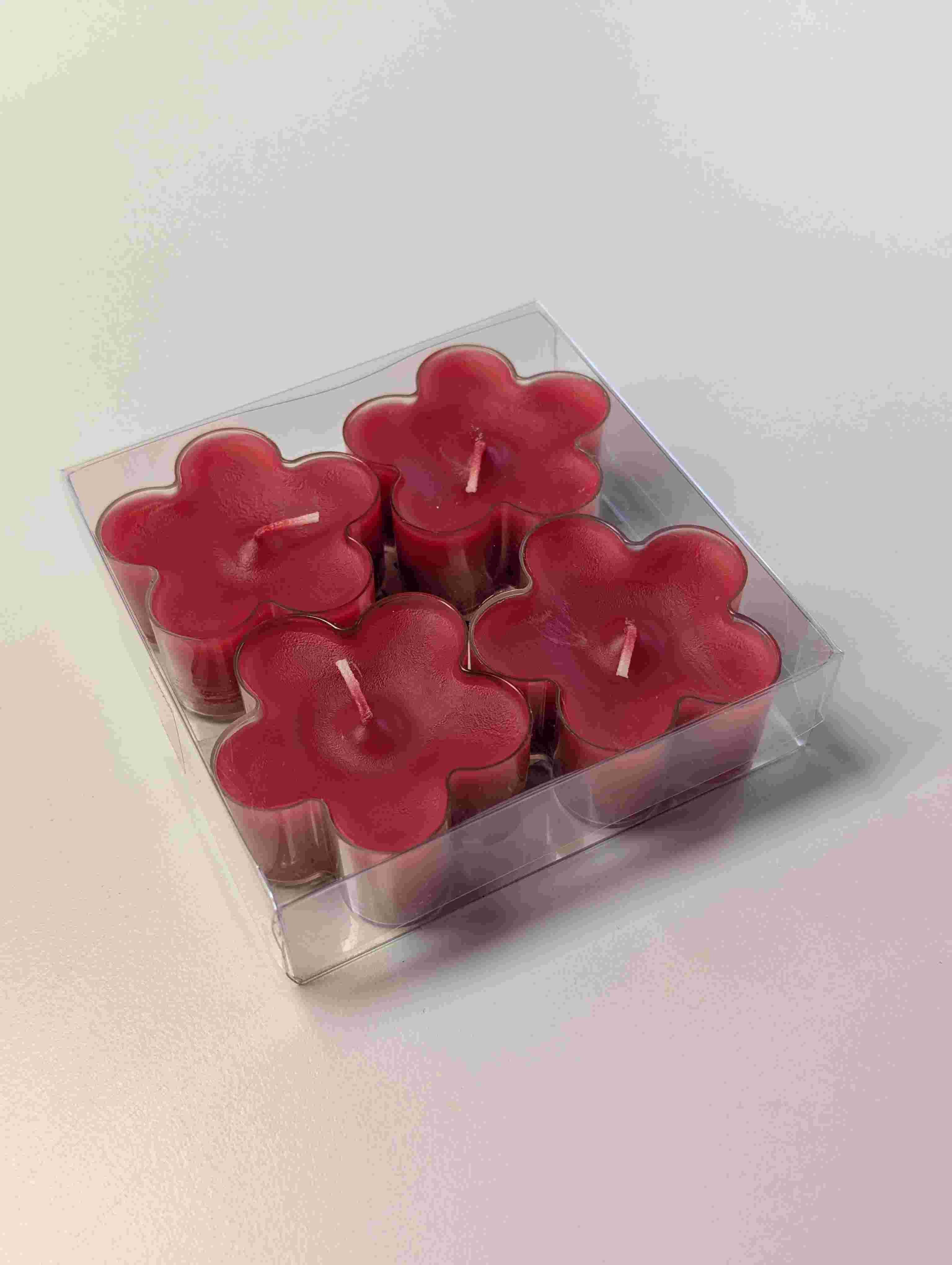 66-0610001 Maxilichter Blume von Candle Factory im 4er-Klarsichtpack
