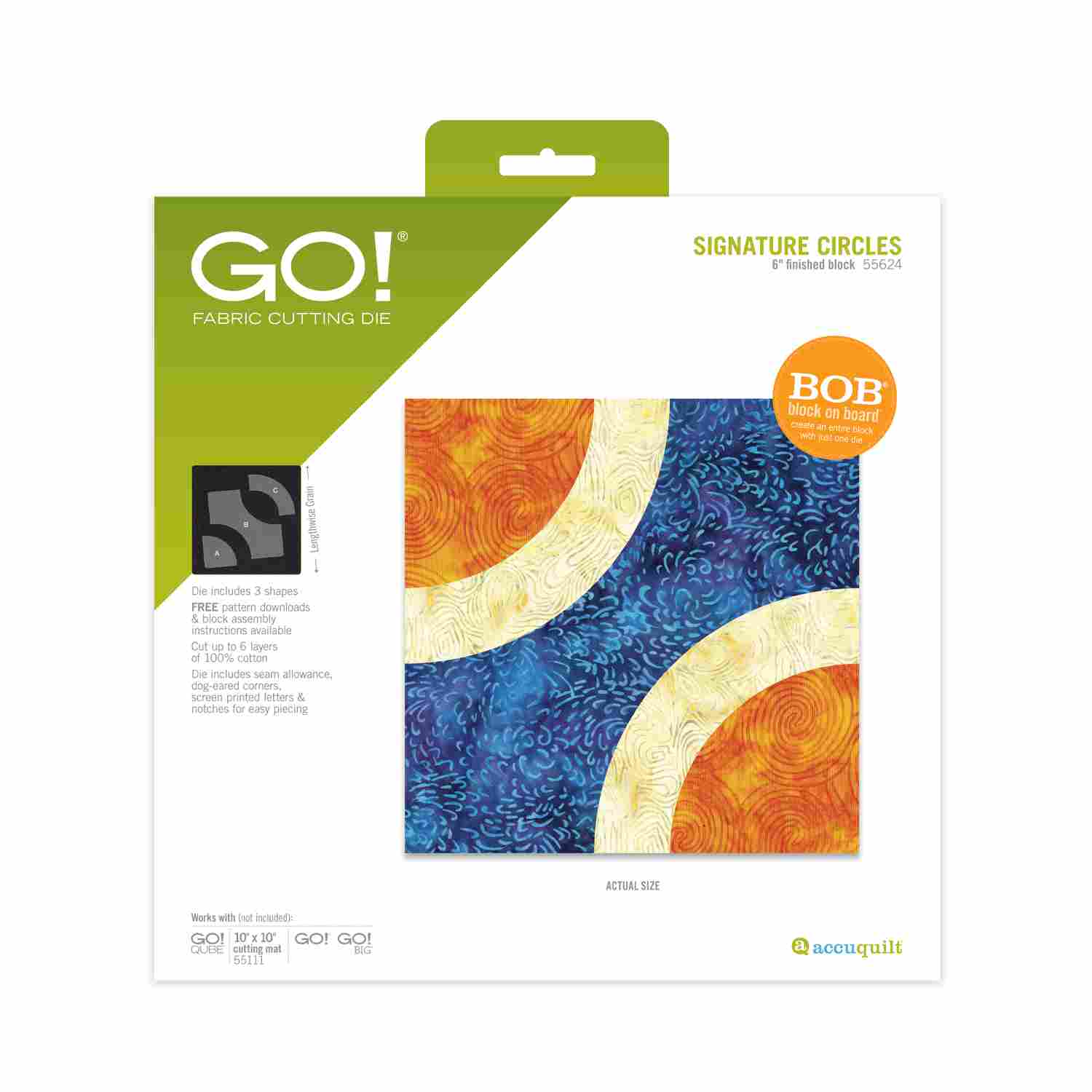 Accuquilt Stanzform Signature Circles 6 inch (ca. 15,2 cm) - Block on Board