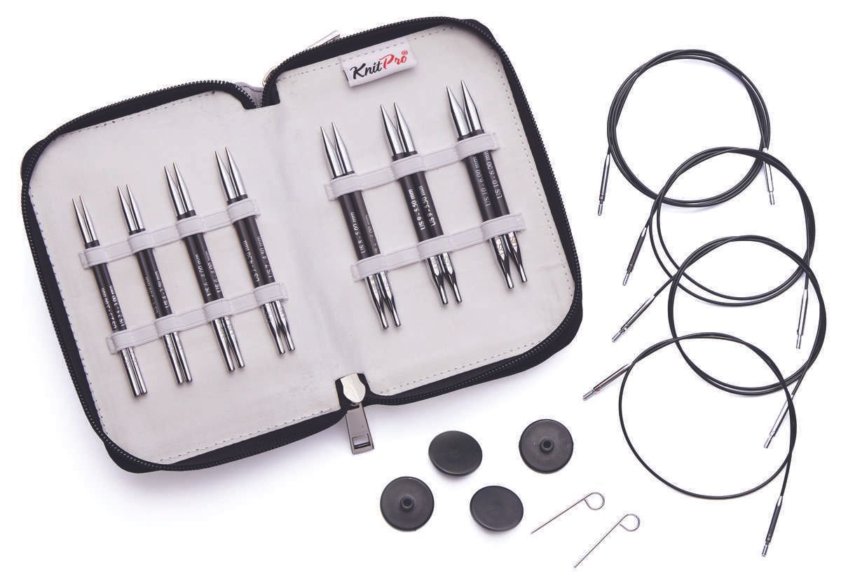 KnitPro Nadelspitzen Set Karbonz Deluxe Set, KURZE Spitzen (10cm)