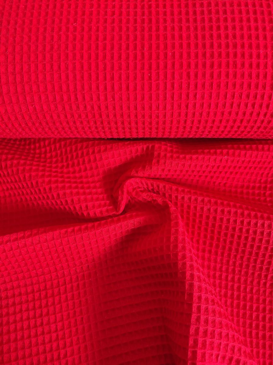 Waffelpique uni -Farbe rot  100% Baumwolle, Breite ca. 1,5m (ca. 59 inch) 