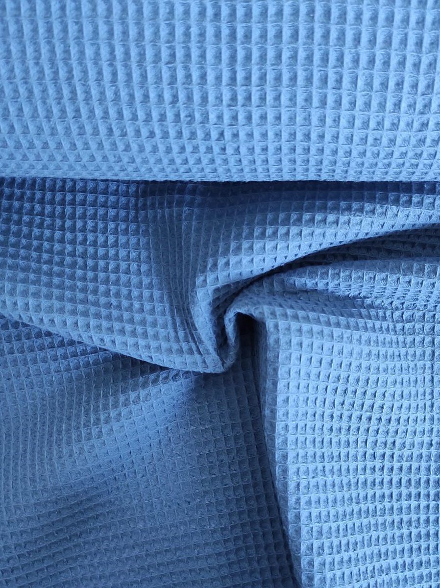 Waffelpique uni -Farbe blau 100% Baumwolle, Breite ca. 1,5m (ca. 59 inch)  Waffelpique uni -Farbe blau 100% Baumwolle, Breite ca. 1,5m (ca. 59 inch)