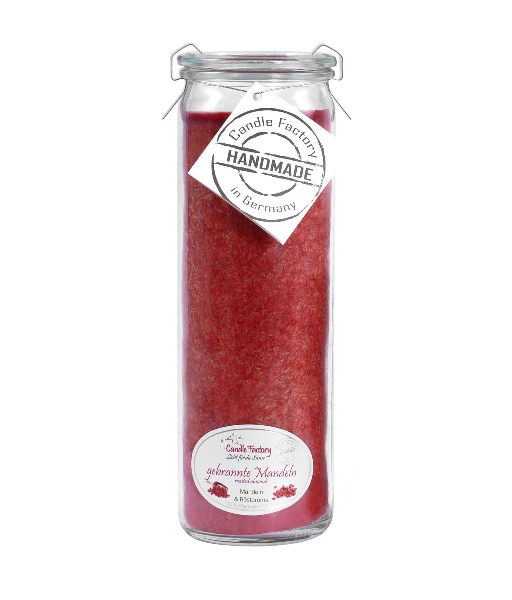 Big-Jumbo Kerze von Candle Factory im Glas  mit Duft gebrannte Mandeln, Farbe: rehbraun
