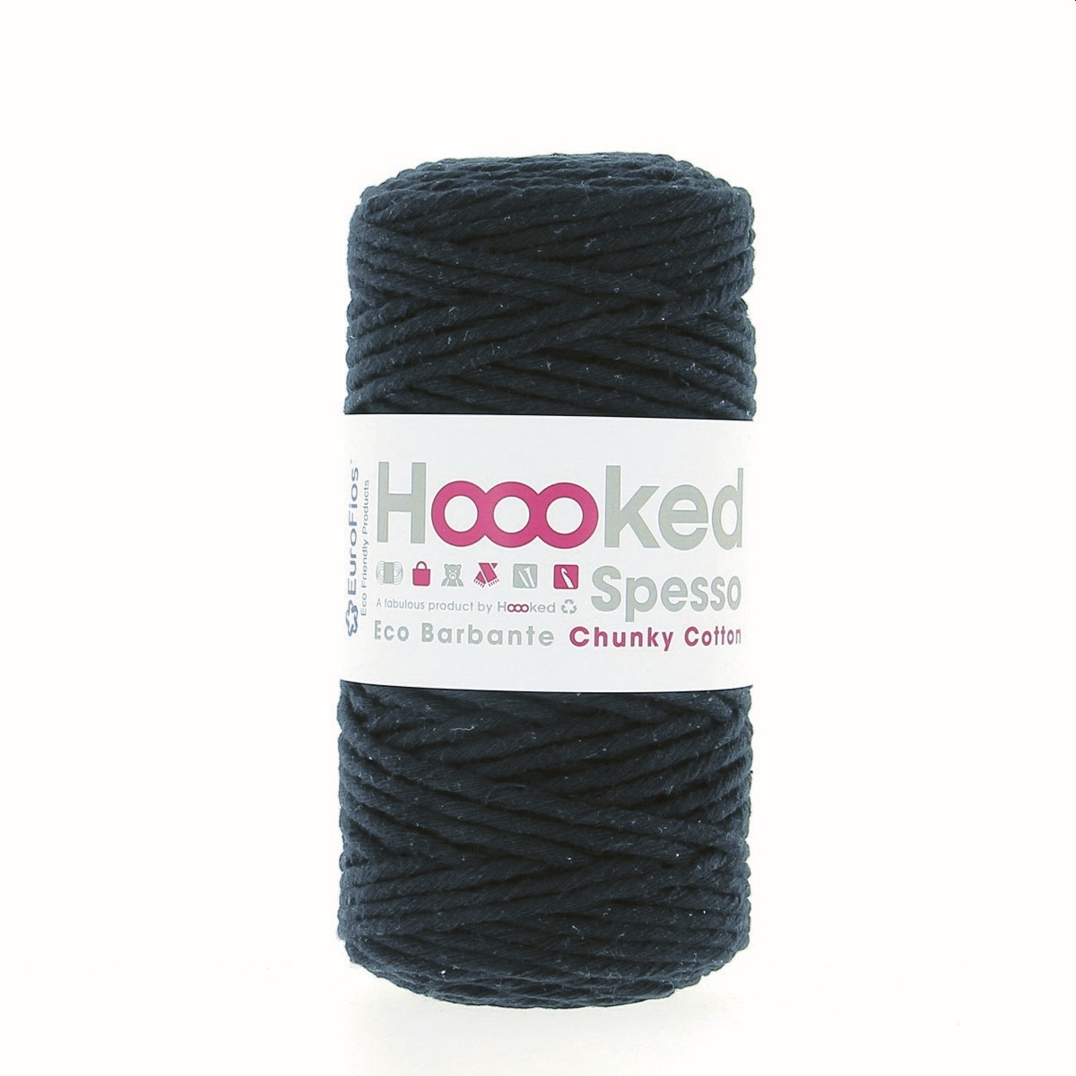 Hoooked Eco Barbante Spesso, Fb. Noir 100% recyceltes Garn