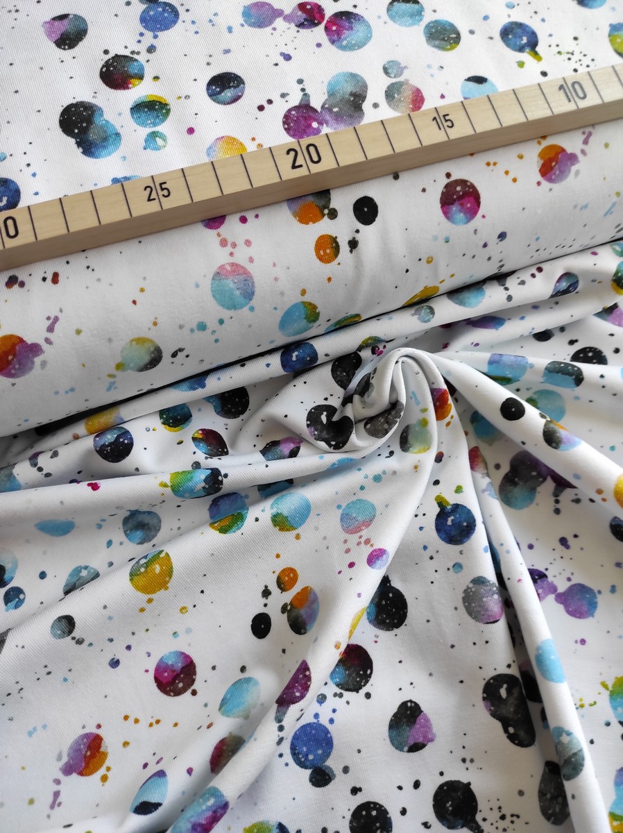 Jersey Seifenblasen, Punkte, 95% Baumwolle, 5% Elasthan  ca. 1,40m breit (55 inch), Öko-Tex Standard 100 