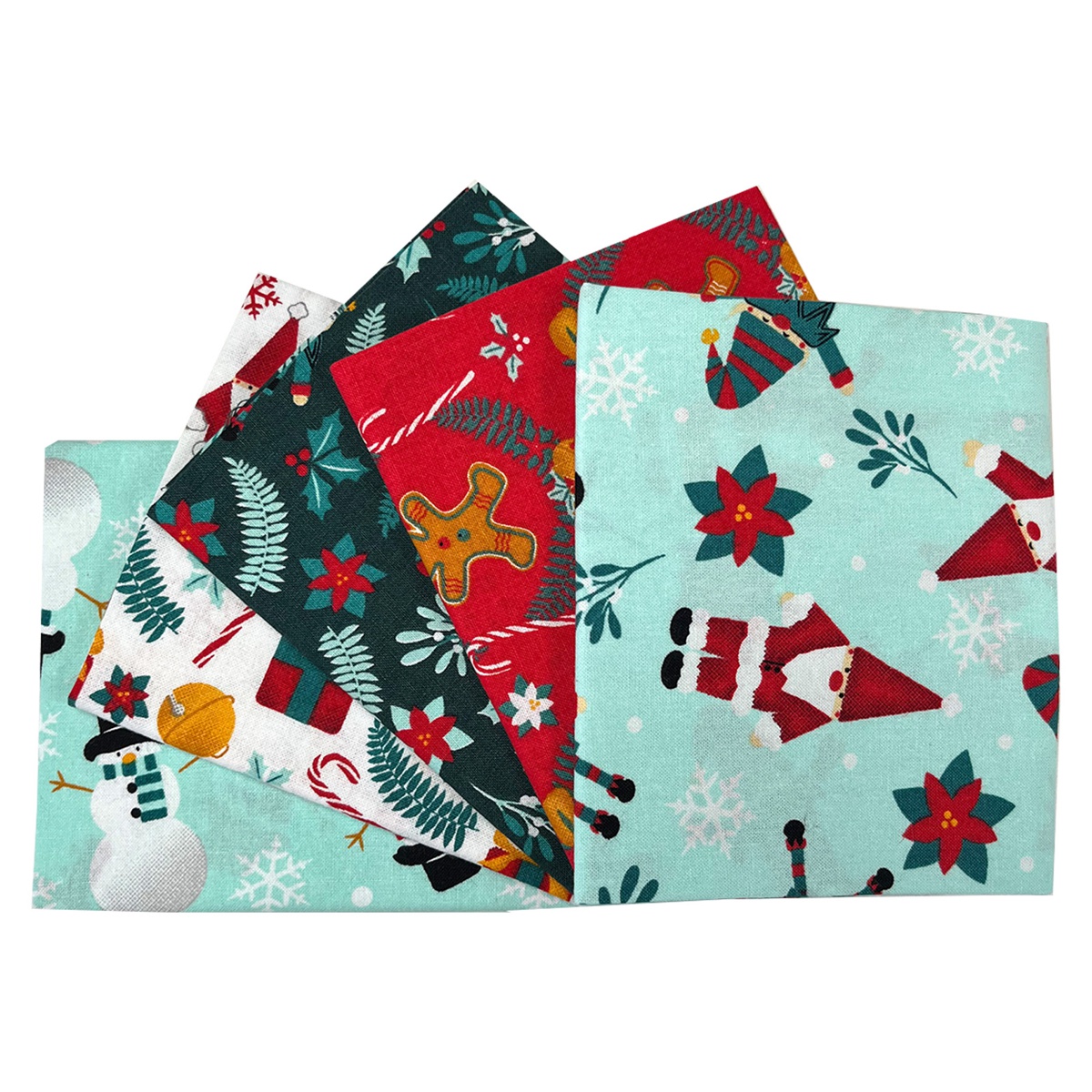 Fat Quarter Stoffpaket Gnome Christmas 100% CO 5 Stücke á  45 x 55 cm (18 x 22 inch)